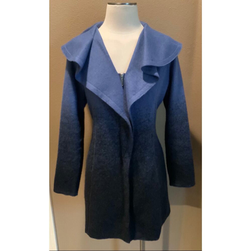 NWT Nic + Zoe Wool Blue and Black Ombré Jacket Size Large
